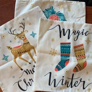 Christmas pillow covers set of 3 canvas zip